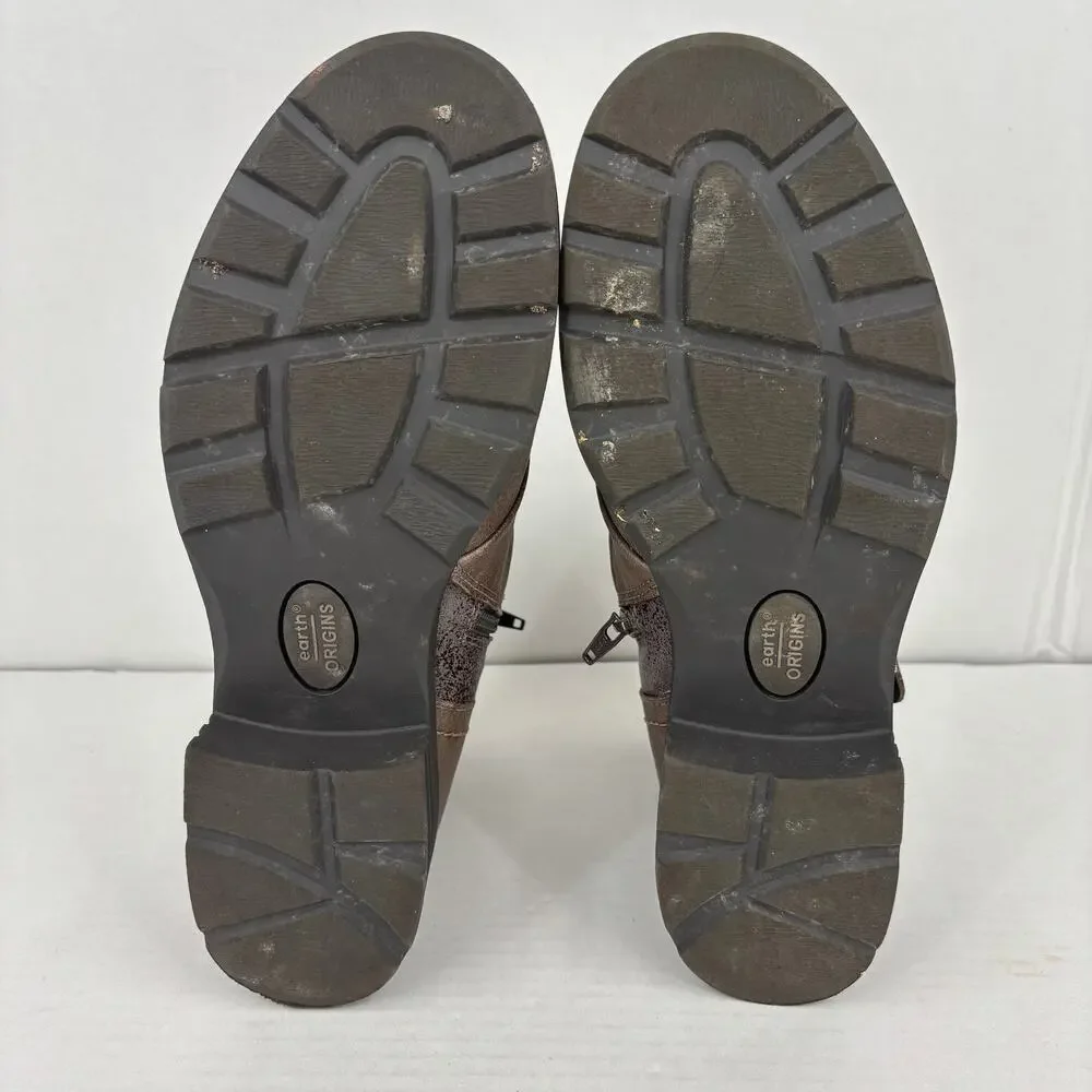 Earth Origins Ankle Bootie Size 10 Gray Leather Randi Roland Side Zip Boot